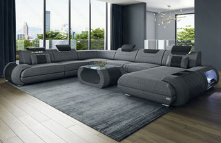 XXL Stoff Wohnlandschaft Rimini U-Form Grau-Schwarz