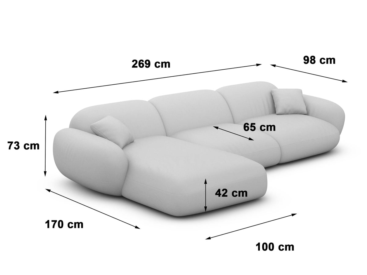 Ecksofa Alcazar L-Form aus Stoff Kurz Dunkelblau