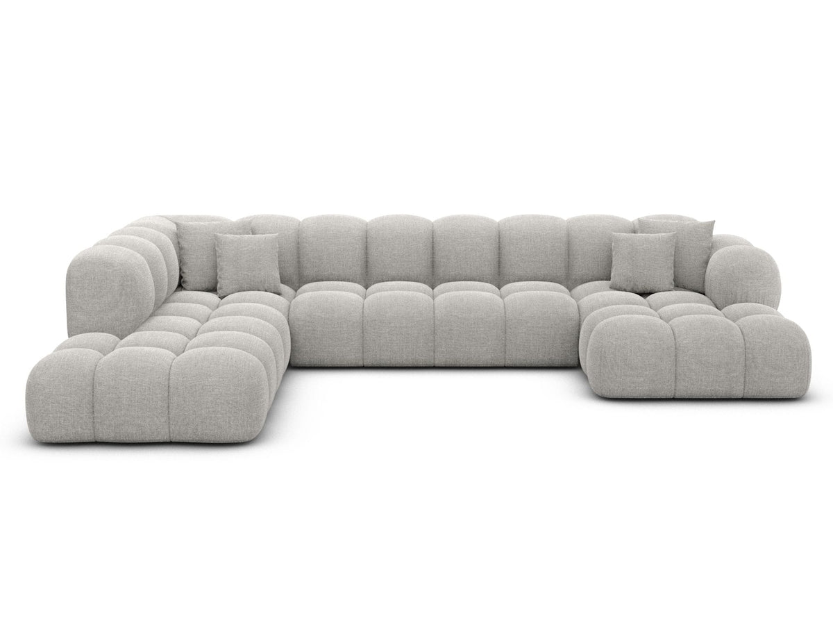 Wohnlandschaft Monteverde Lounge U-Form in Stoff Hellgrau