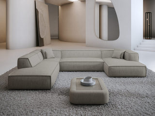 Wohnlandschaft Liranda Lounge U-Form aus Stoff Hellgrau