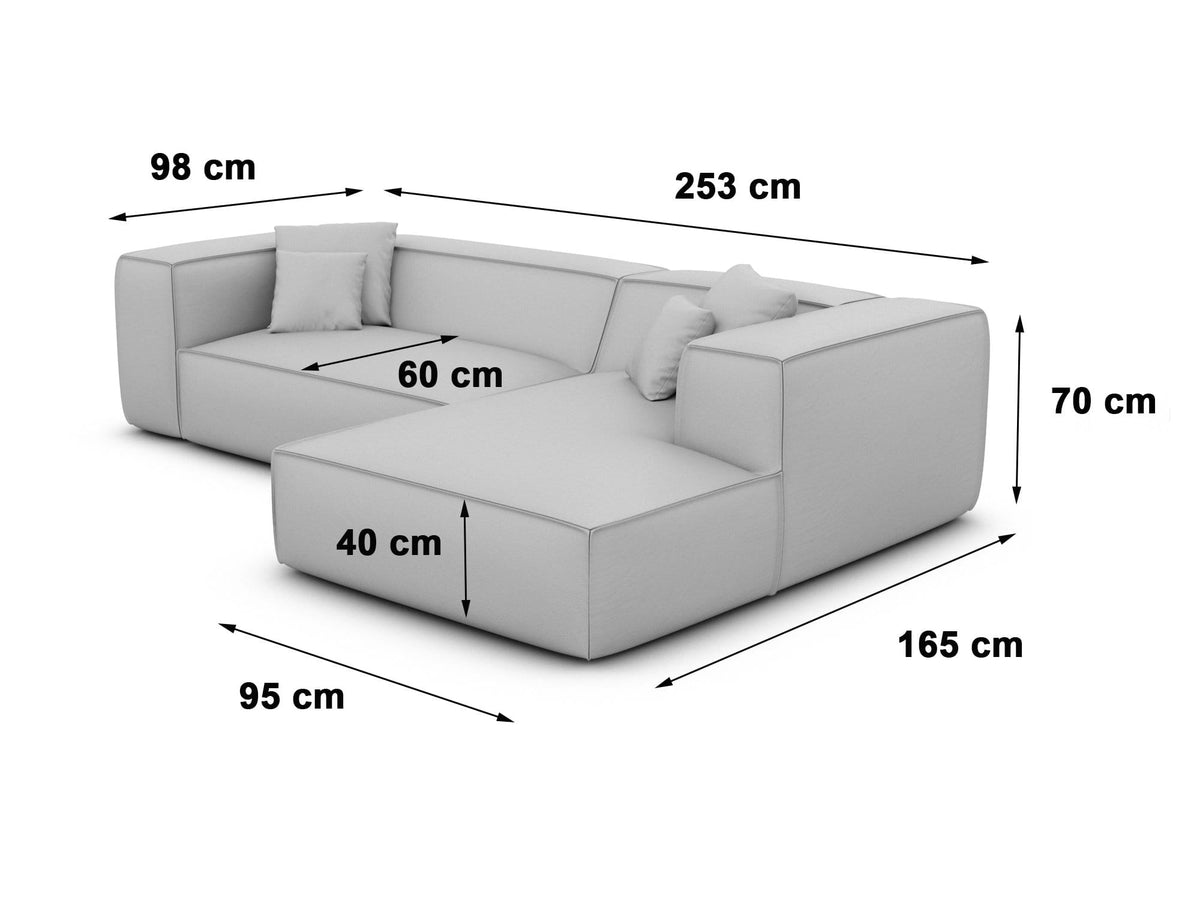 Ecksofa Liranda L-Form aus Stoff Hellgrau