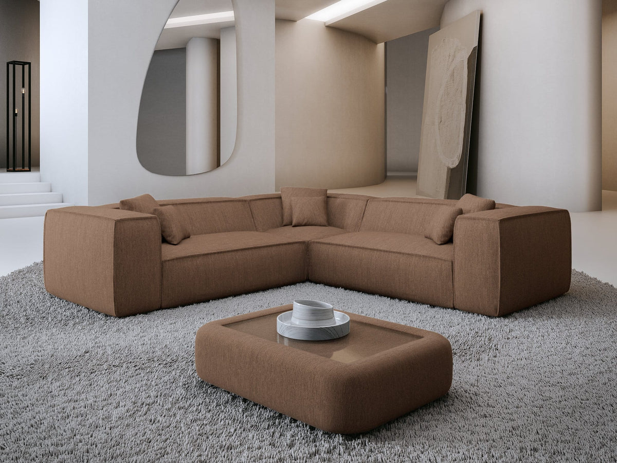 Stoff Ecksofa Liranda L-Form Braun