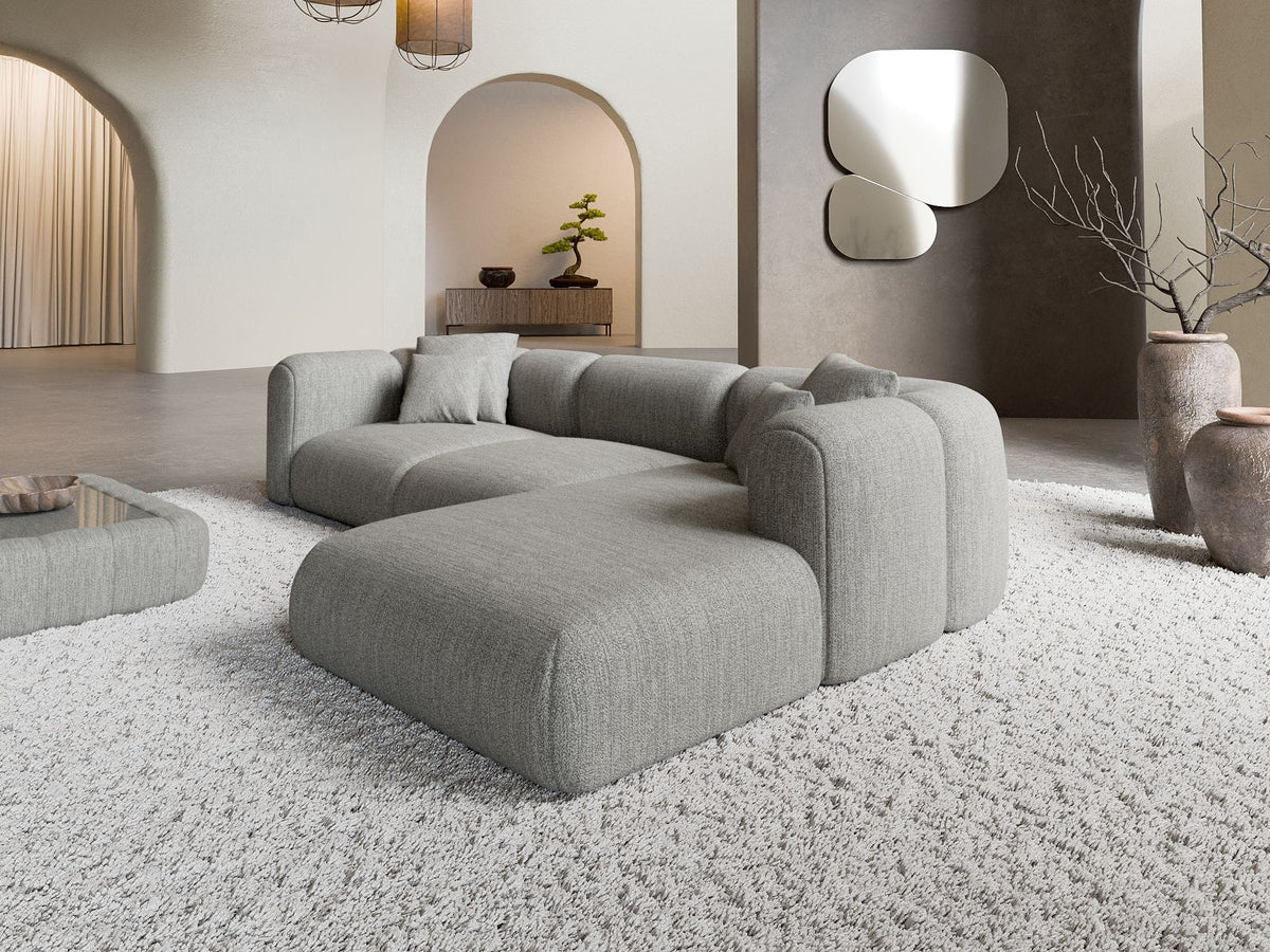 Ecksofa Venturia L-Form aus Stoff Hellgrau