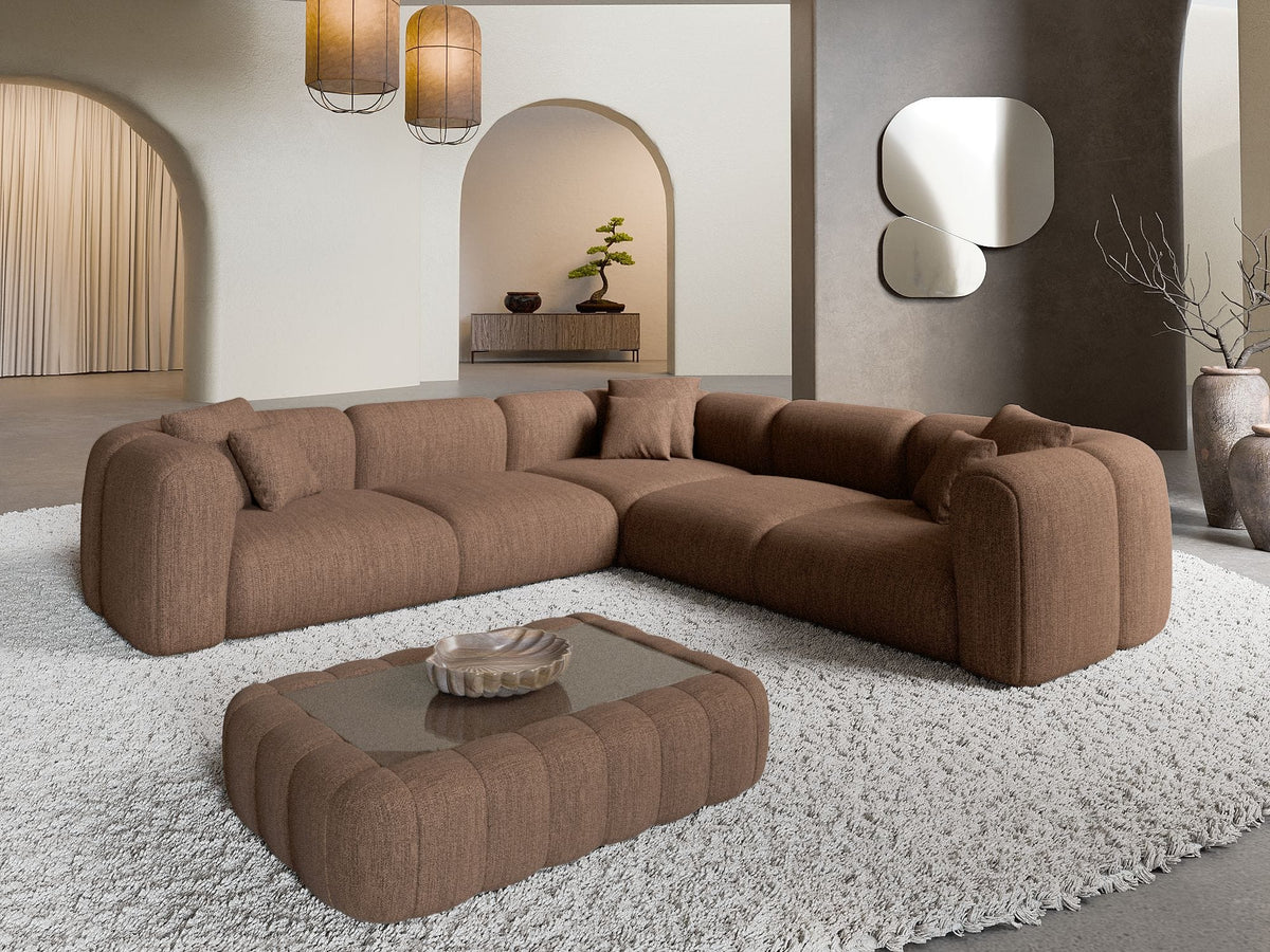 Stoff Ecksofa Venturia L-Form Braun