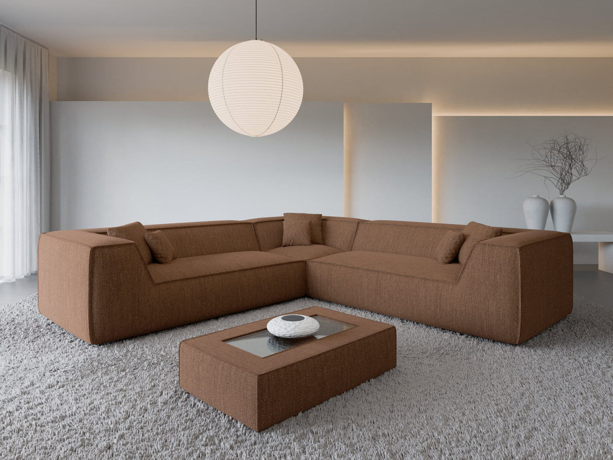 Ecksofa Monterola L-Form aus Stoff Braun