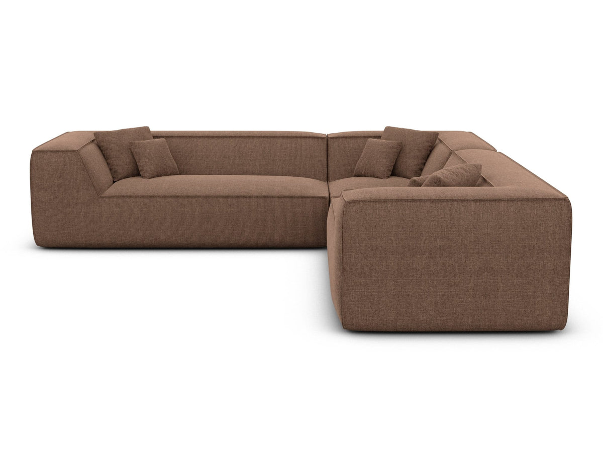 Ecksofa Monterola L-Form aus Stoff Braun
