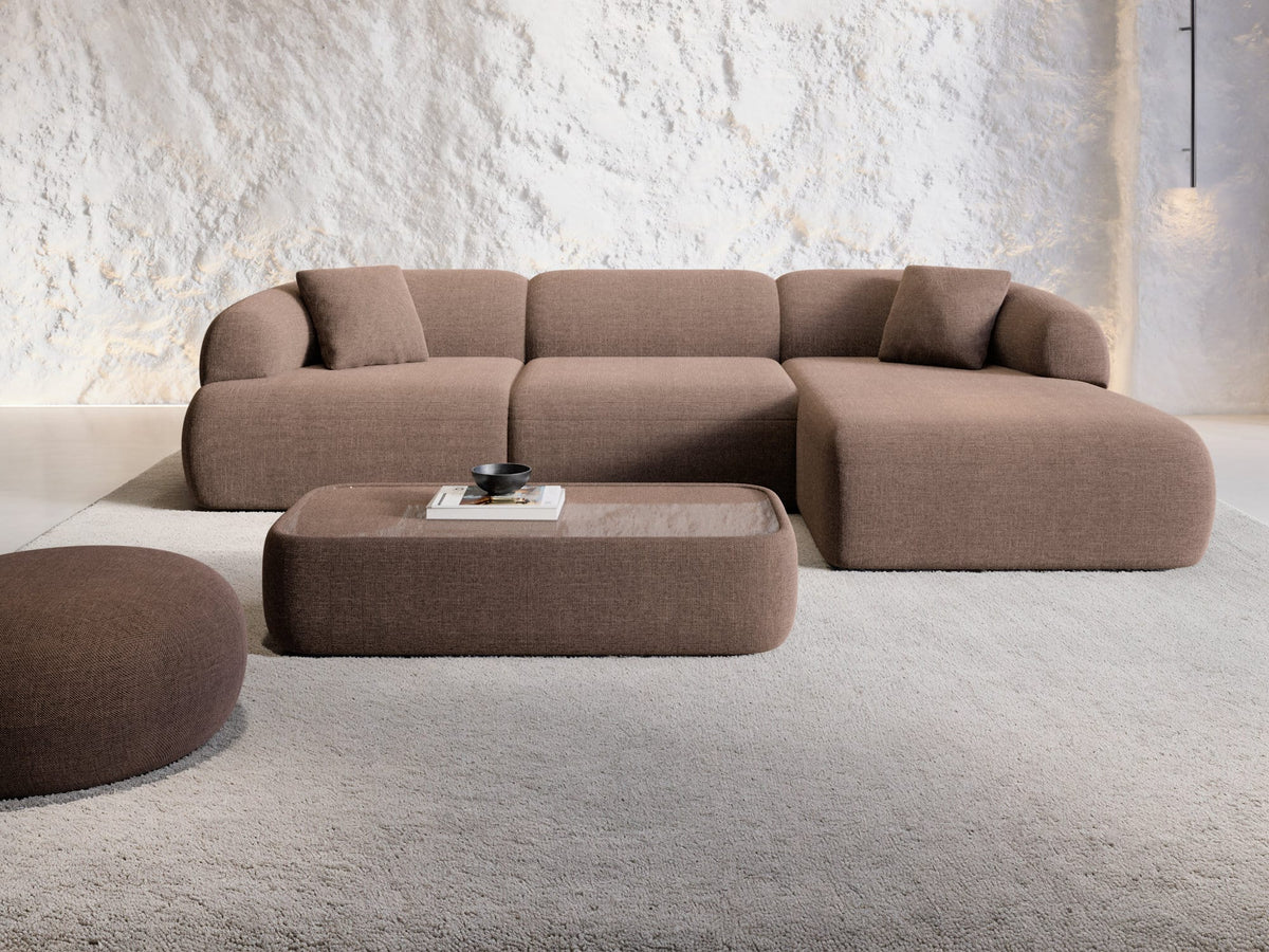 Stoff Ecksofa Monteluna L-Form Braun