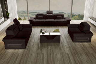 Polster-Sofagarnitur Monza, 3-Sitzer, 2-Sitzer und Sessel Dunkelbraun