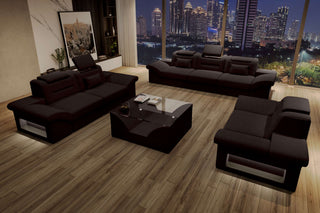 Polster-Sofagarnitur Monza, 3-Sitzer, 2-Sitzer und Sessel Dunkelbraun