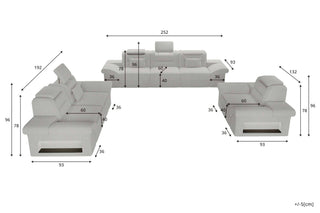 Polster-Sofagarnitur Monza, 3-Sitzer, 2-Sitzer und Sessel Dunkelbraun