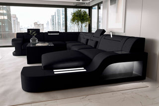 XXL Wohnlandschaft Palermo Stoffsofa Schwarz