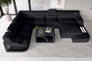 XXL Wohnlandschaft Palermo Stoffsofa Schwarz