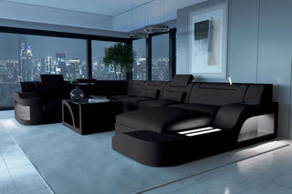 XXL Wohnlandschaft Palermo Stoffsofa Schwarz
