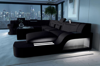 XXL Wohnlandschaft Palermo Stoffsofa Schwarz