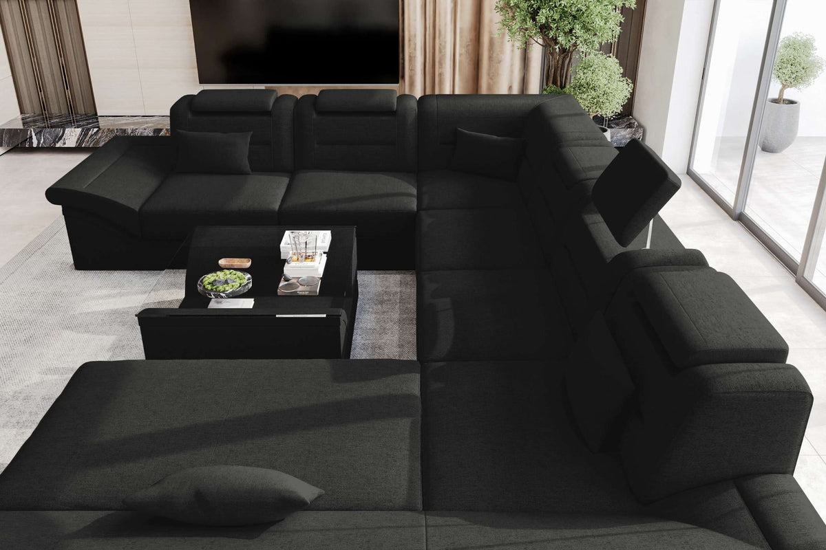 XXL Wohnlandschaft Enzo Stoffsofa Schwarz
