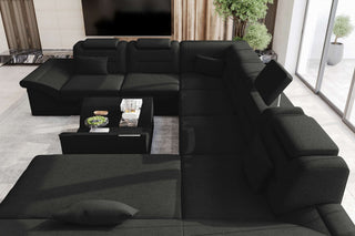 XXL Wohnlandschaft Enzo Stoffsofa Schwarz