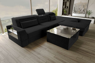 Ecksofa Monza L Form Stoffsofa Schwarz