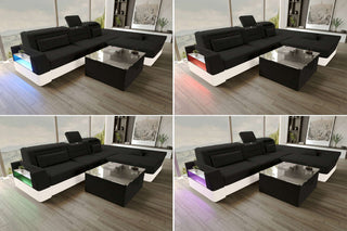 Ecksofa Monza L Form Stoffsofa Schwarz
