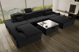 Wohnlandschaft Monza U Form Stoffsofa Schwarz