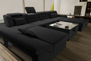 Wohnlandschaft Monza U Form Stoffsofa Schwarz