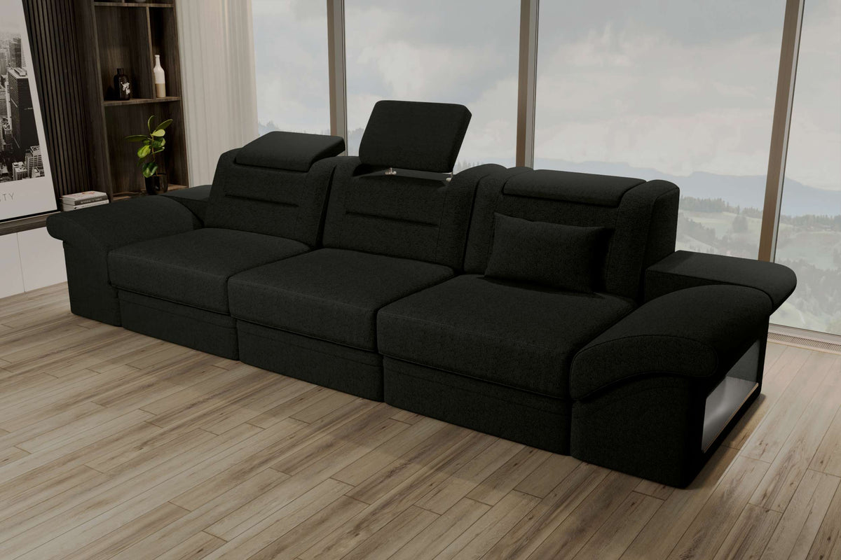 Couch Monza 3 Sitzer Stoffsofa Dunkelgrün