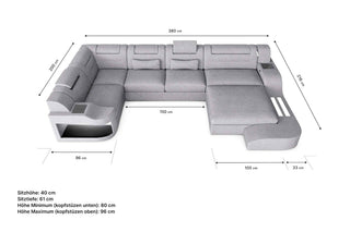 Wohnlandschaft Palermo U Form Stoffsofa Schwarz