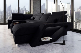 Wohnlandschaft Catania U Form Stoffsofa Schwarz