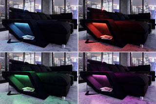 Wohnlandschaft Catania U Form Stoffsofa Schwarz