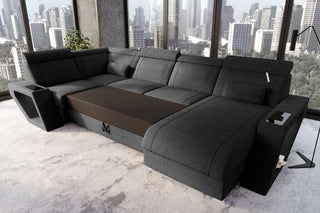 Wohnlandschaft Catania U Form Stoffsofa Schwarz