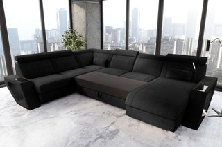 XXL Wohnlandschaft Catania Stoffsofa Schwarz