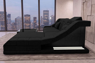 Ecksofa Turino L Form Stoffsofa Schwarz