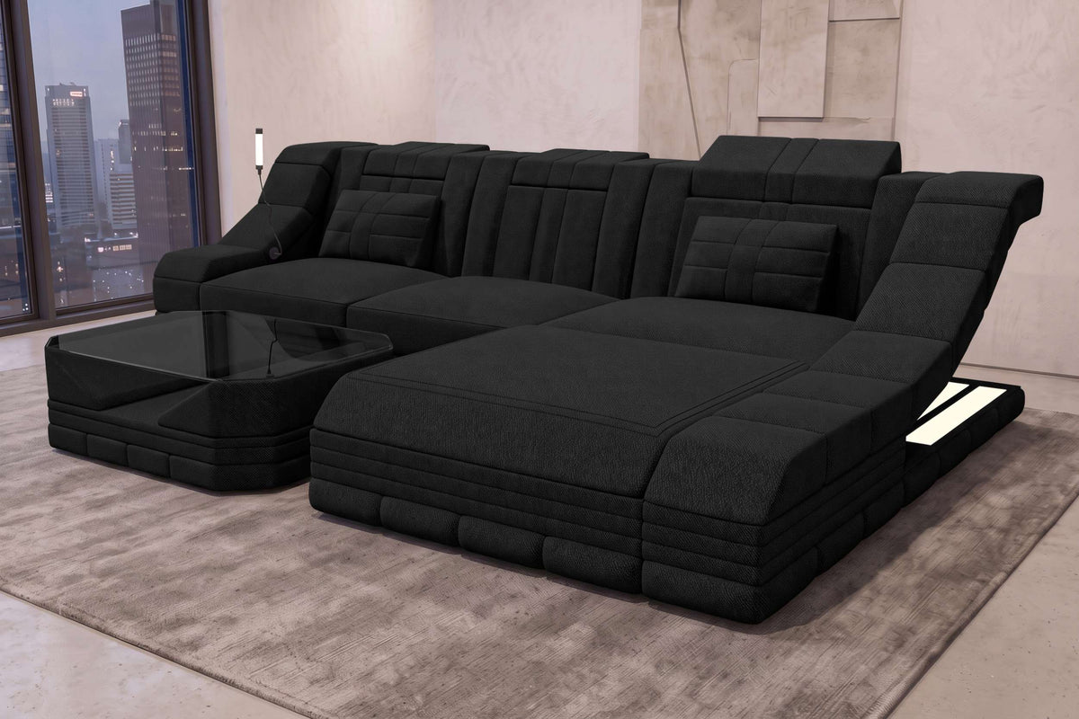 Ecksofa Turino L Form Stoffsofa Schwarz