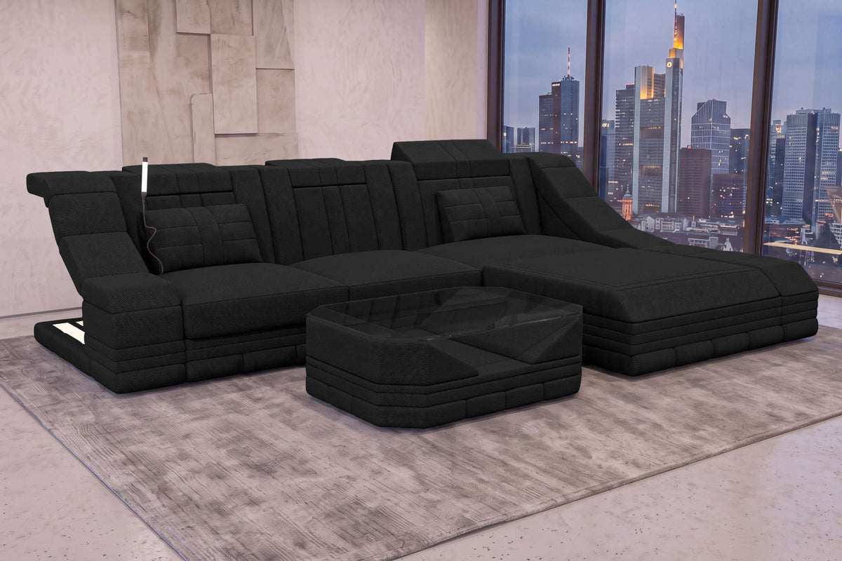 Ecksofa Turino L Form Stoffsofa Schwarz