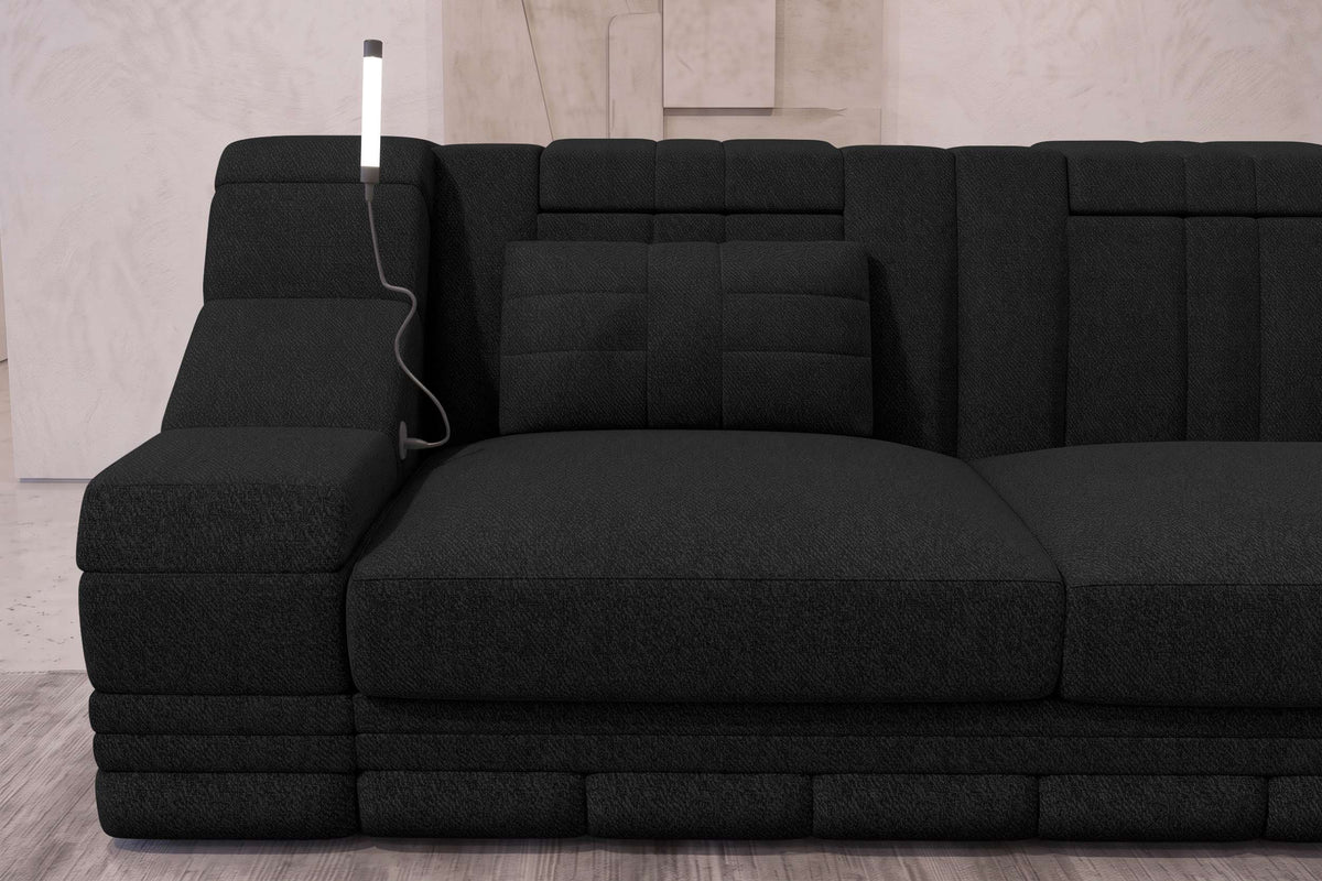 Ecksofa Turino L Form Stoffsofa Schwarz