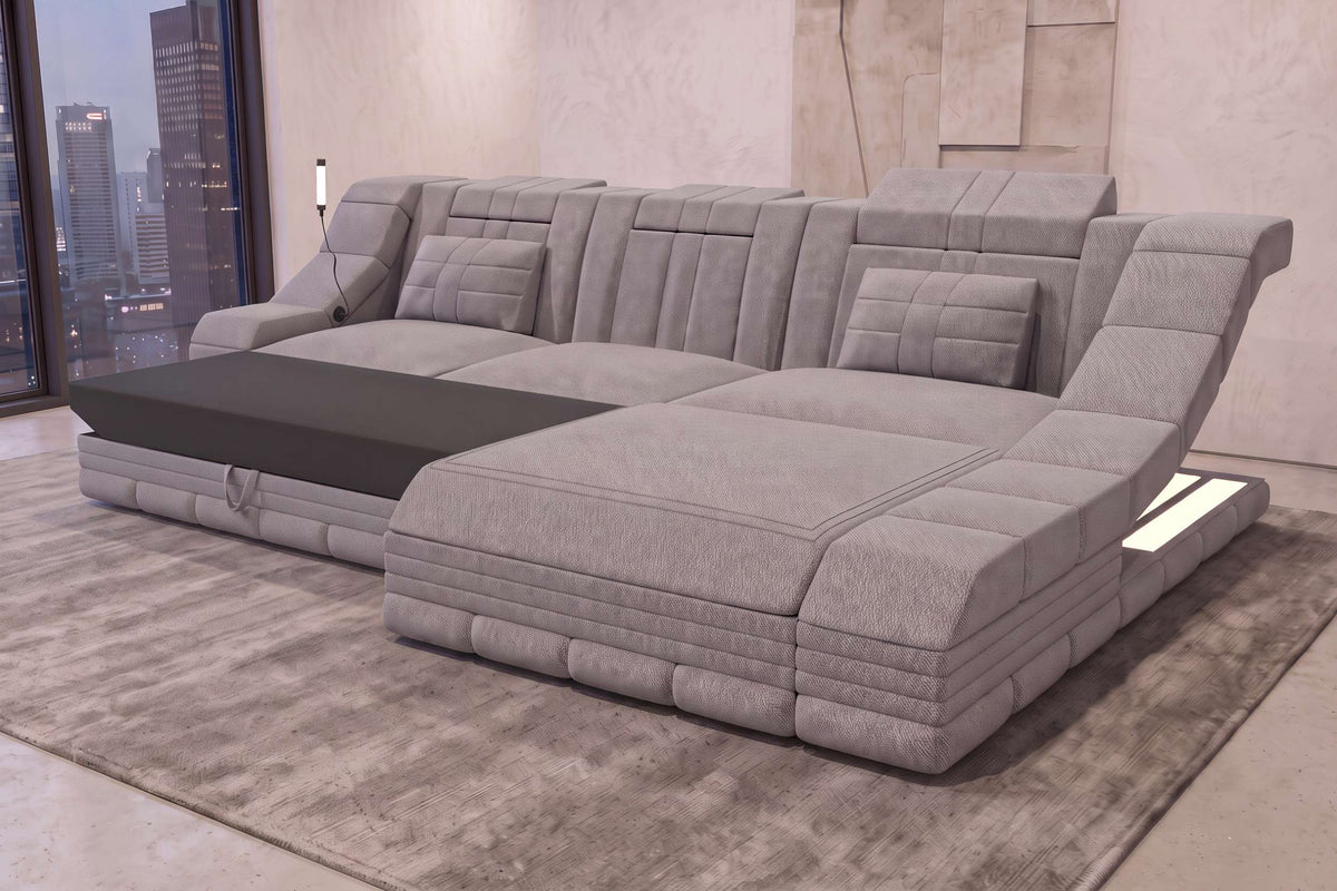 Ecksofa Turino L Form Stoffsofa Schwarz