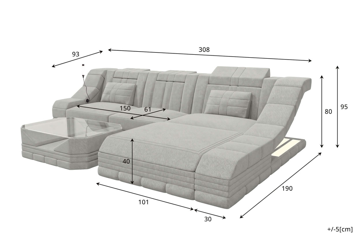 Ecksofa Turino L Form Stoffsofa Schwarz