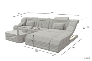 Ecksofa Turino L Form Stoffsofa Schwarz