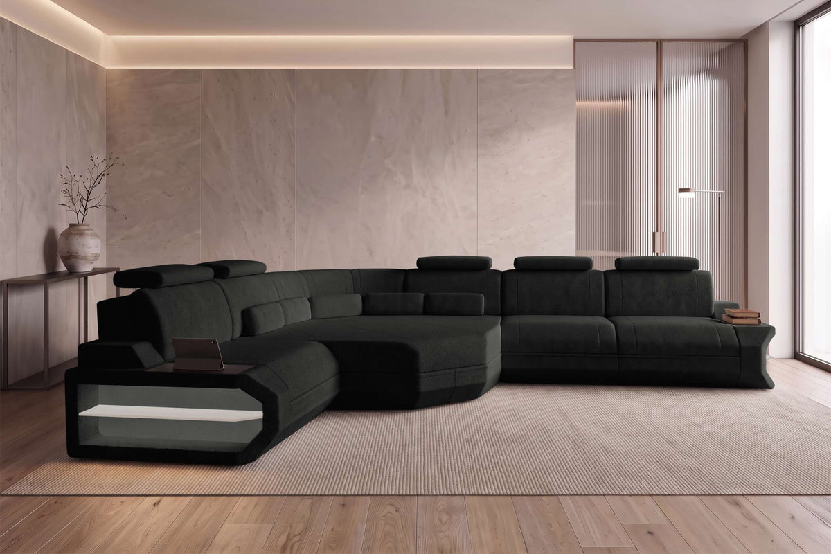 Ecksofa Asti L Form Stoffsofa Schwarz