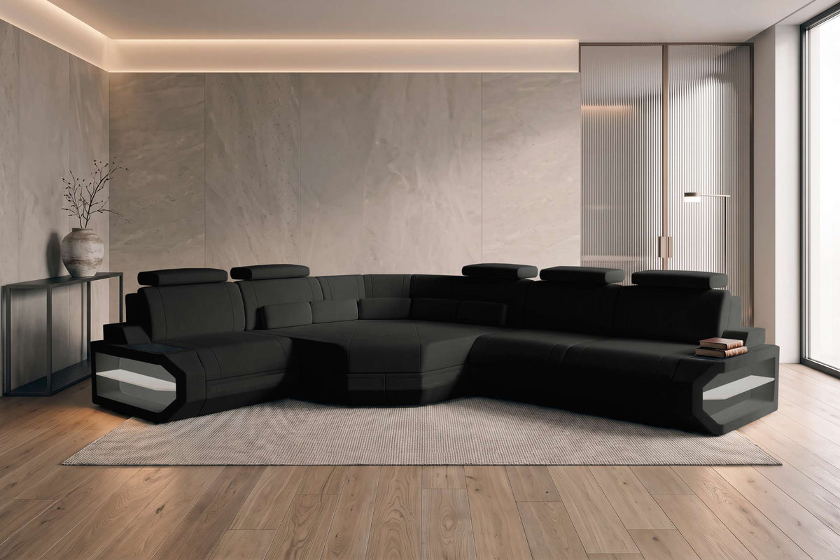 Ecksofa Asti L Form Stoffsofa Schwarz