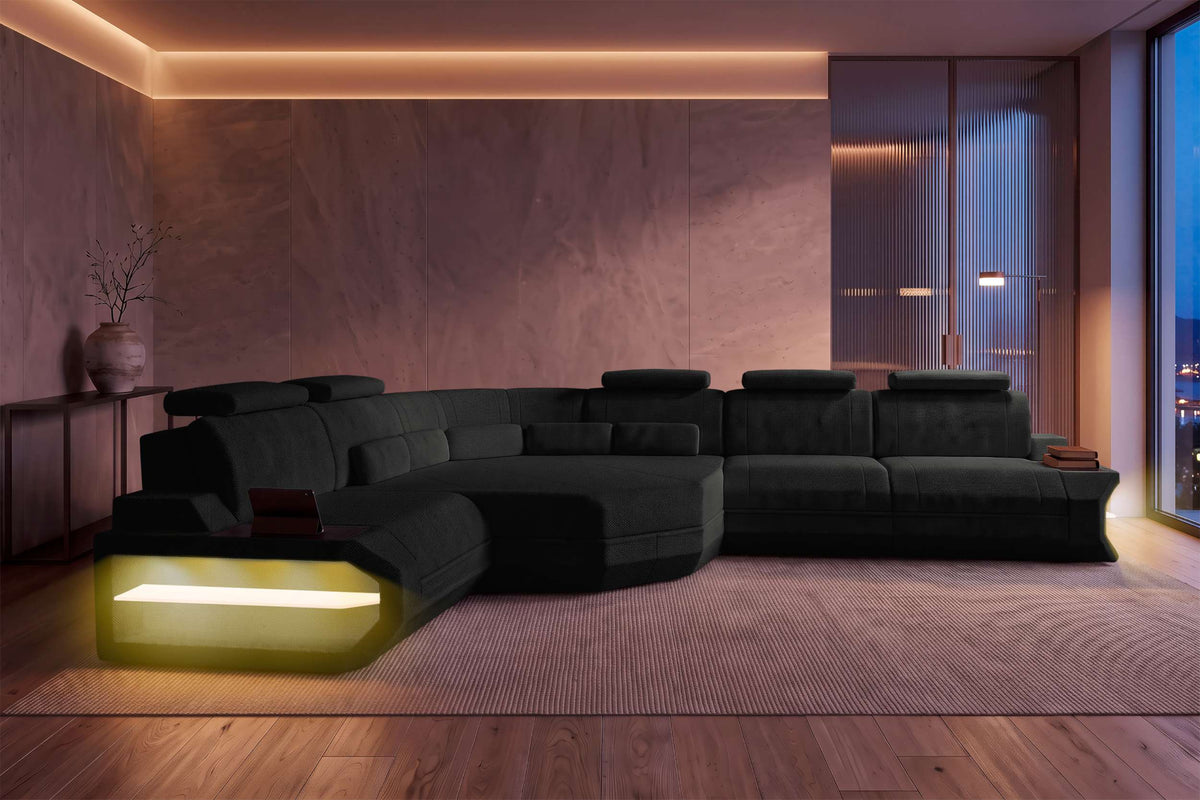 Ecksofa Asti L Form Stoffsofa Schwarz
