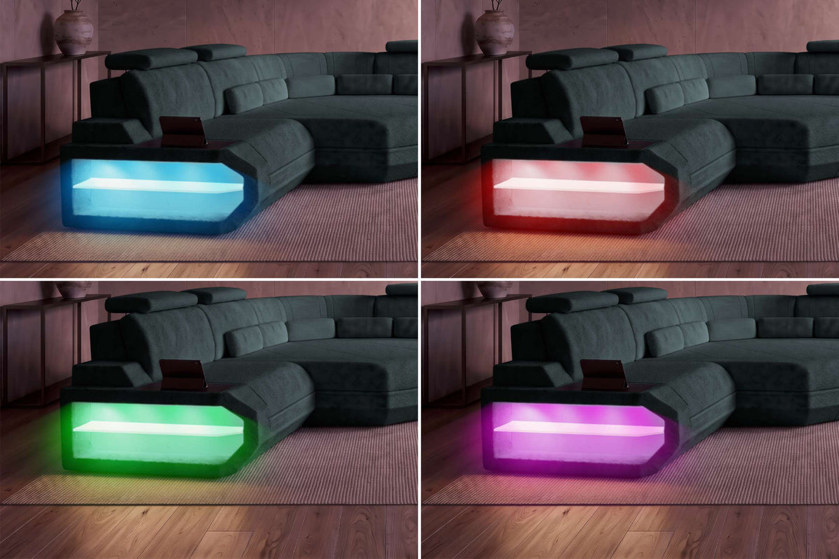 Ecksofa Asti L Form Stoffsofa Schwarz