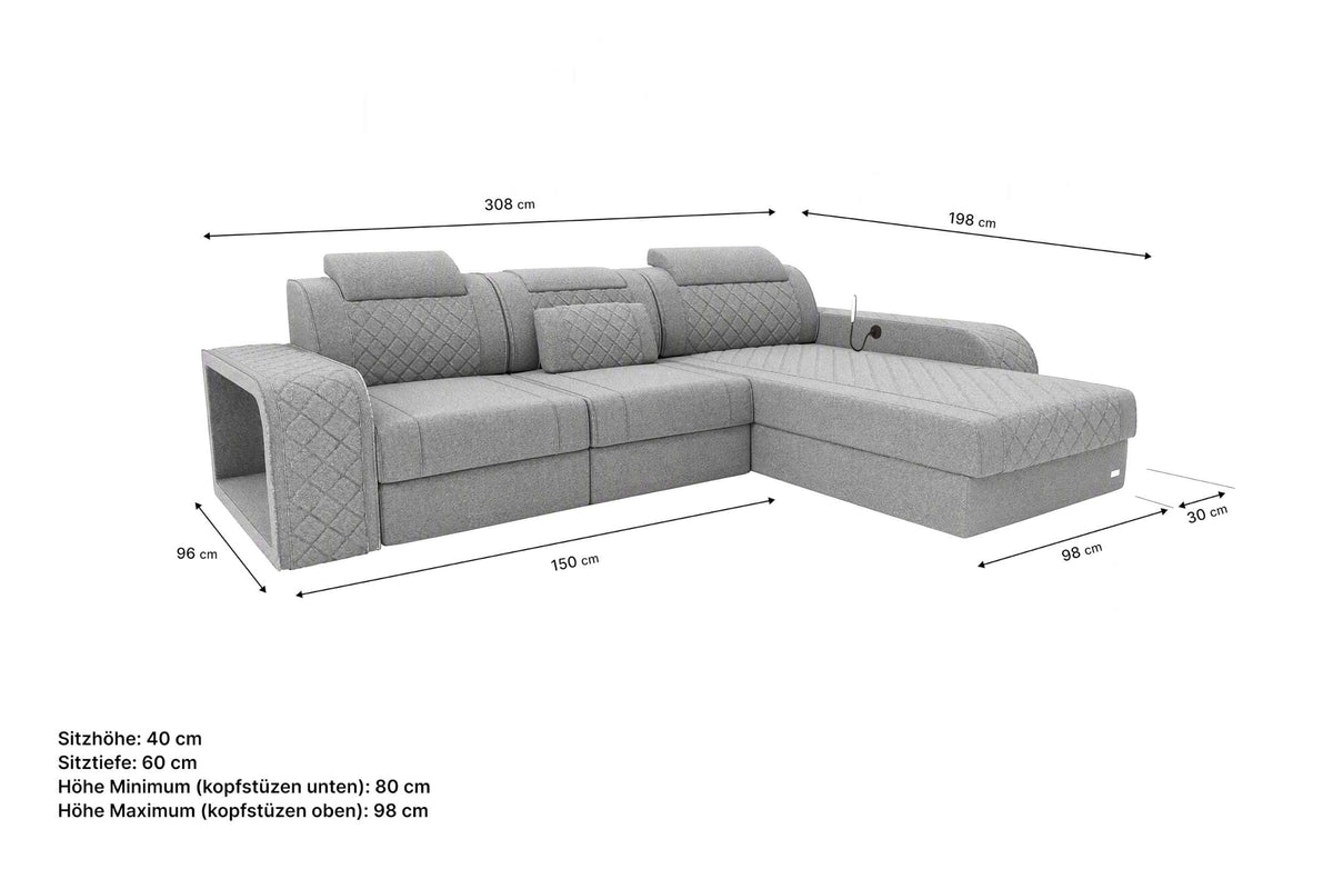 Ecksofa Berlin L Form Stoffsofa Schwarz
