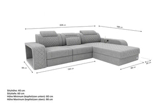 Ecksofa Berlin L Form Stoffsofa Schwarz