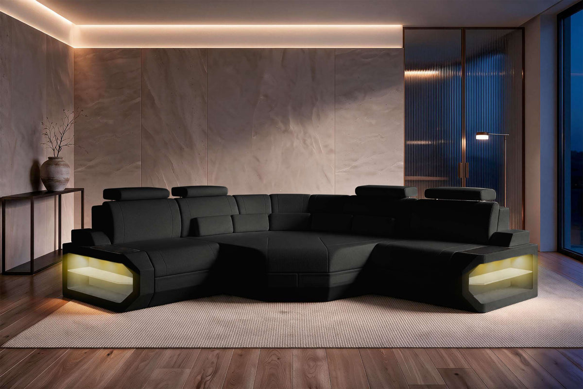 Mini Ecksofa Asti L Form Stoffsofa Schwarz