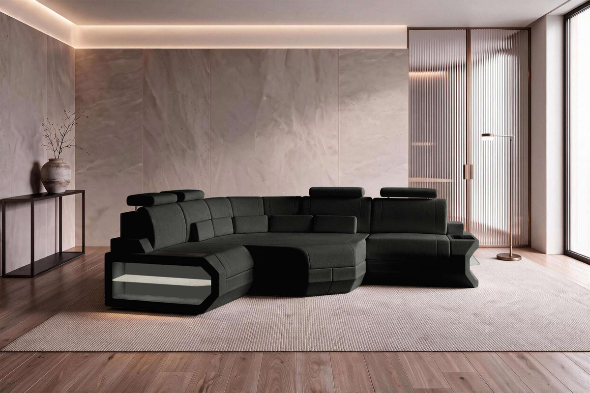 Mini Ecksofa Asti L Form Stoffsofa Schwarz