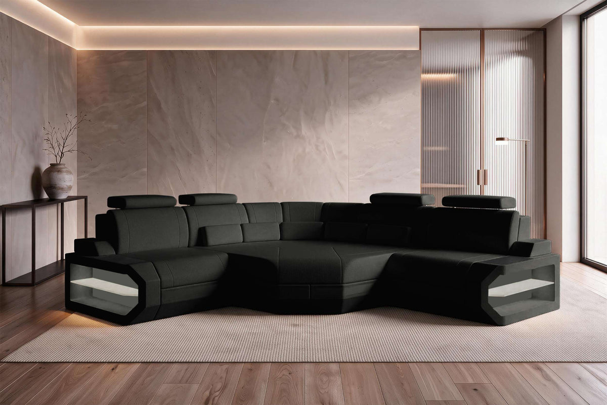 Mini Ecksofa Asti L Form Stoffsofa Schwarz