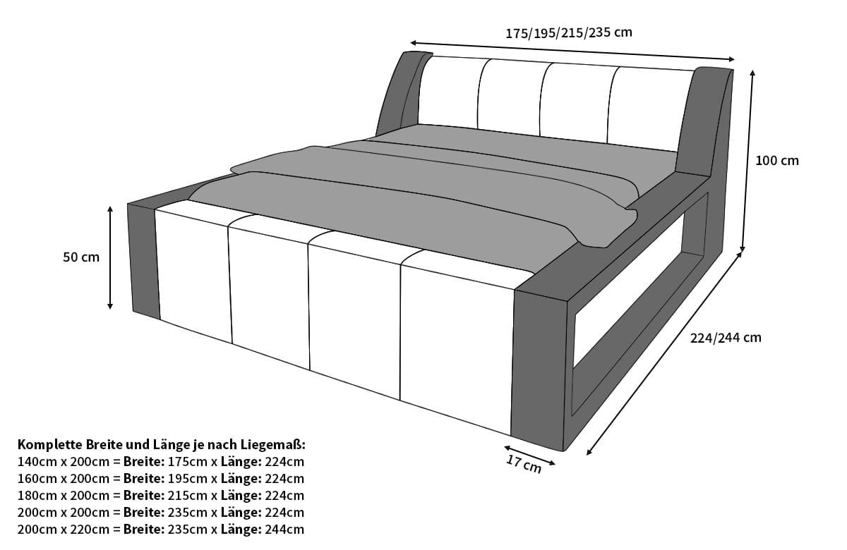 Bettgestell Fermo Designerbett Beige-Weiß