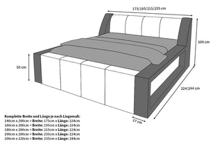 Bettgestell Fermo Designerbett Beige-Weiß