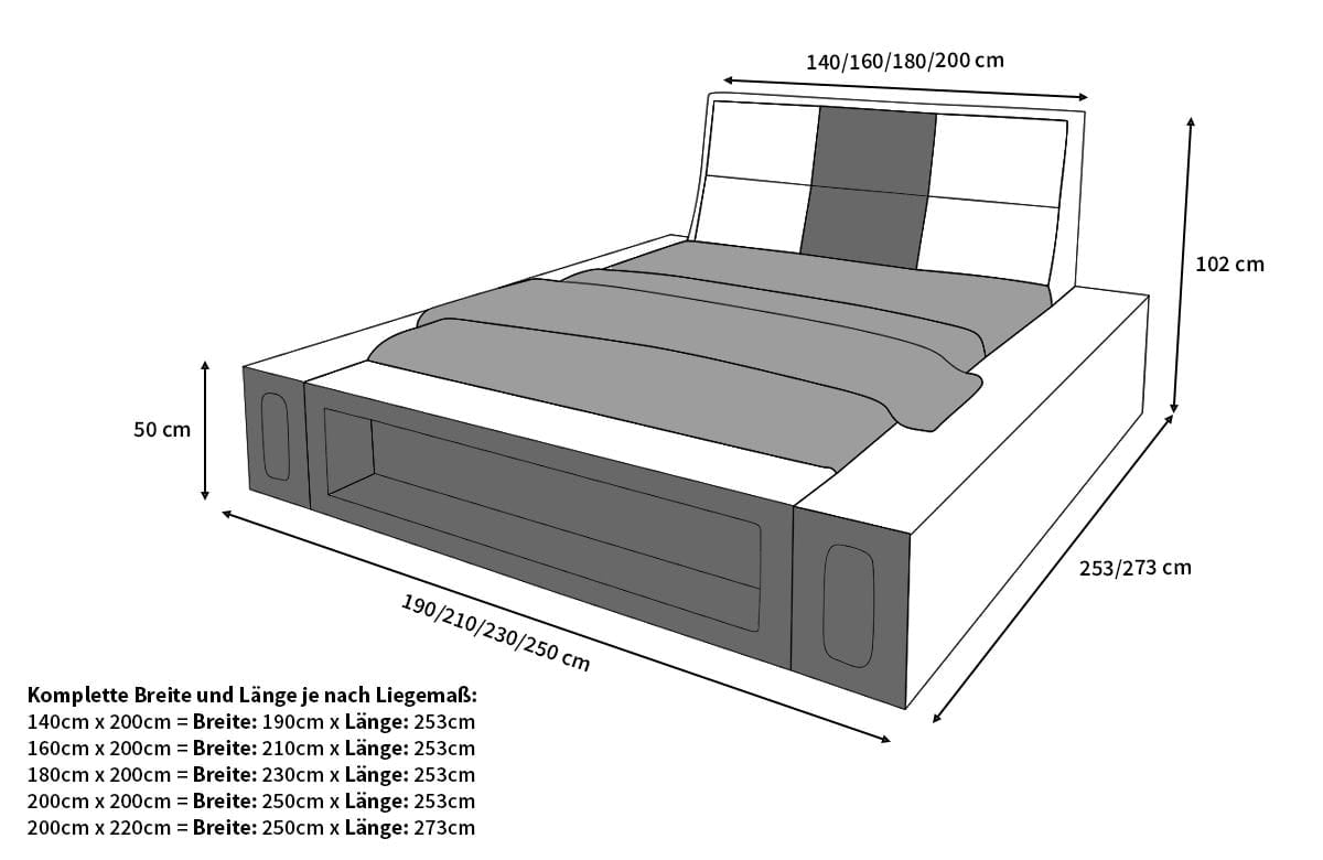 Boxspringbett Venosa Beige-Weiß