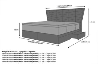 Boxspringbett Novara Leder Dunkelbraun-Weiß